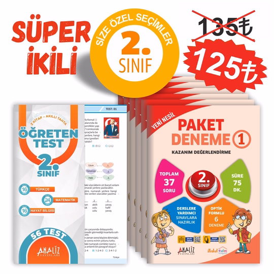 ANALİZ 2.SINIF SÜPER 2'Lİ  (6'LI PAKET DENEME+YAPRAK TEST)