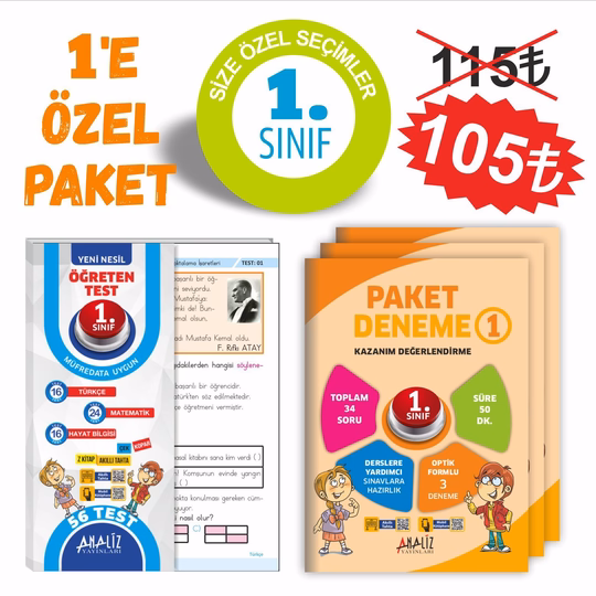 ANALİZ 1.SINIF 2'Lİ PAKET(ÖĞRETEN TEST+PAKET DENEME)