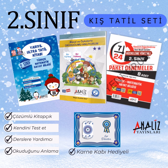 2.SINIF KIŞ TATİL SETİ (YARIYIL TATİL+ MASAL ÖYKÜ+ HAFTA SONU ETKİNLİKLERİ) NAZAR BONCUKLU KARNE KABI HEDİYELİ