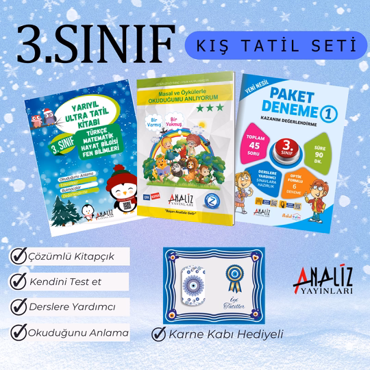 3.SINIF KIŞ TATİL SETİ ( YARIYIL TATİL+MASAL ÖYKÜ+PAKET DENEME) NAZAR BONCUKLUKARNE KABI HEDİYELİ