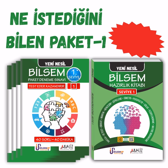 BİLSEM NE İSTEDİĞİNİ BİLEN PAKET 1 (HAZIRLIK KİTABI+PAKET DENEME) 